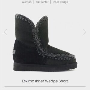 Mou Black Short Inner Wedge Winter Boots for Women